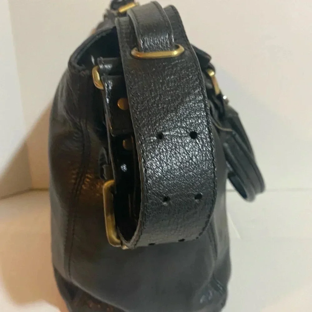 Theory black leather satchel handbag